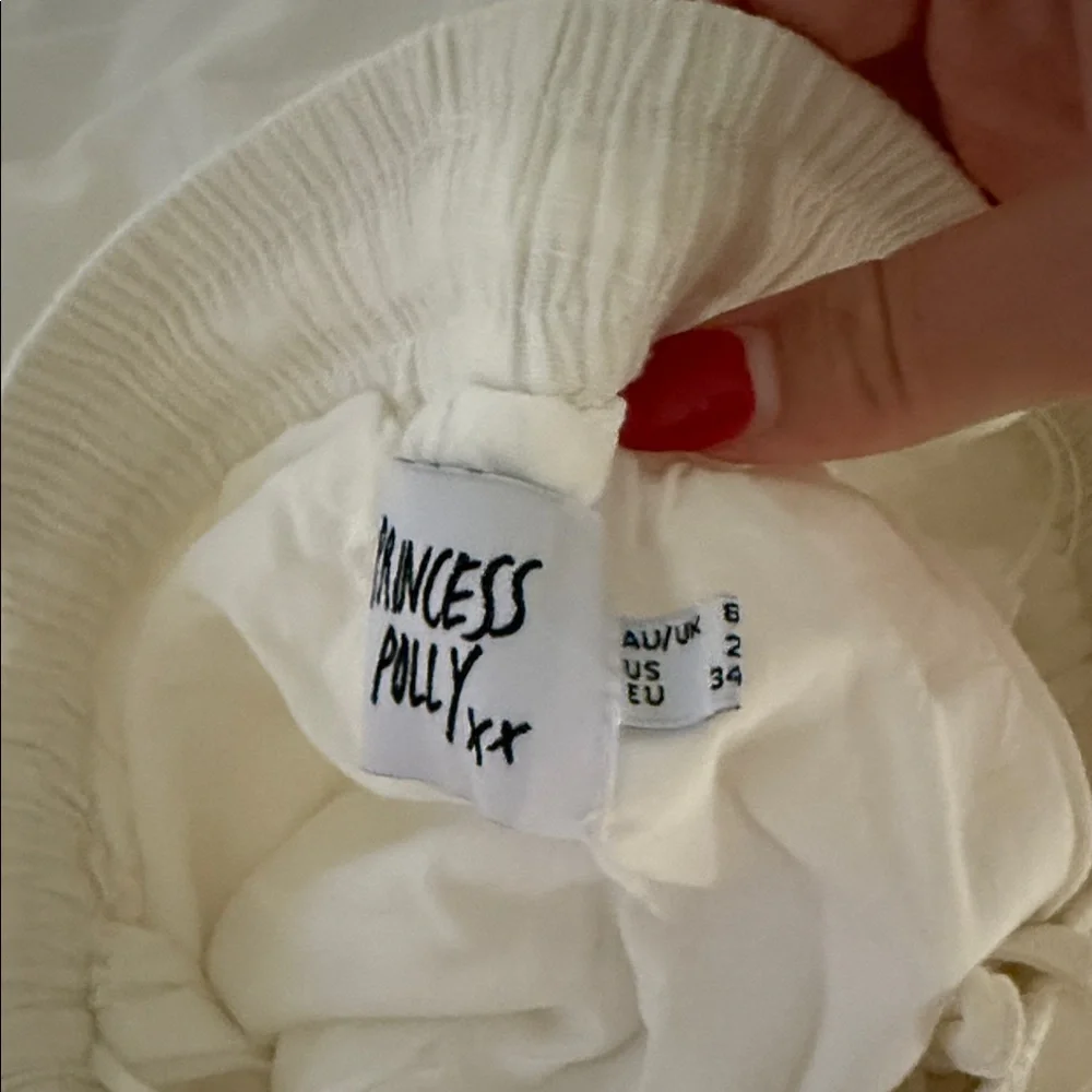 White Women's Linen Pants - Picture 3 of 4